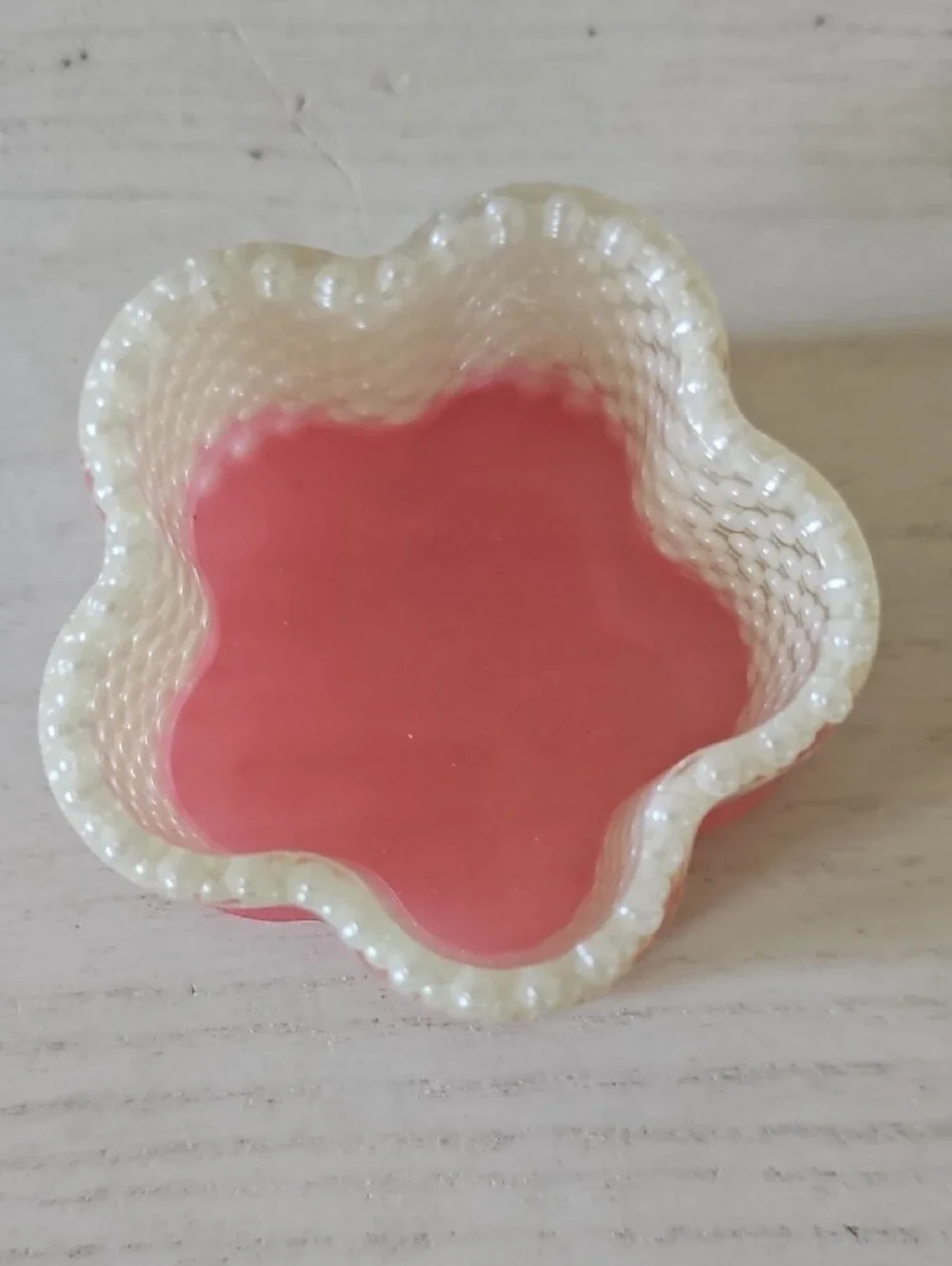 Flower Shaped Pink and Pearl Decorative Trinket Dish